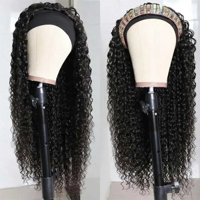 Headband Curly Wave Glueless Human Hair Wigs AniceKiss