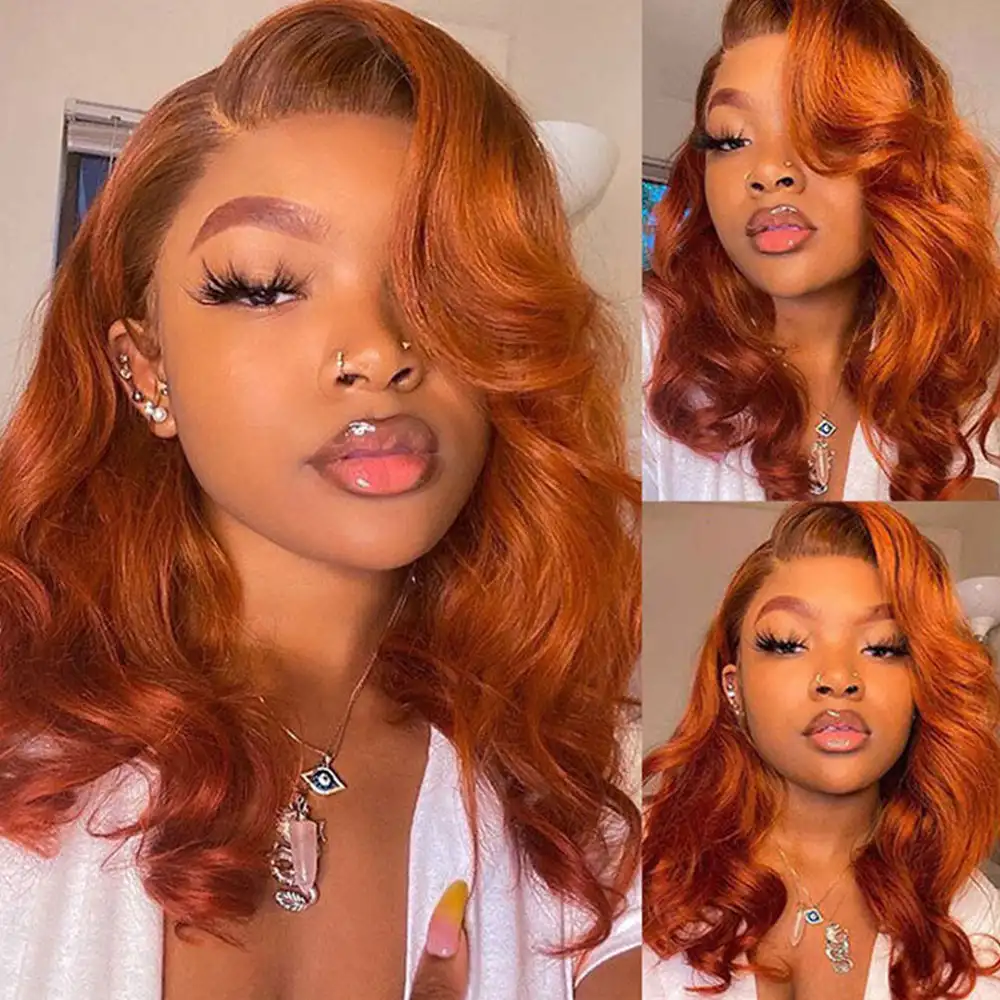 350 Ginger Orange Body Wave 13×4 HD Lace Human Hair Wigs AniceKiss