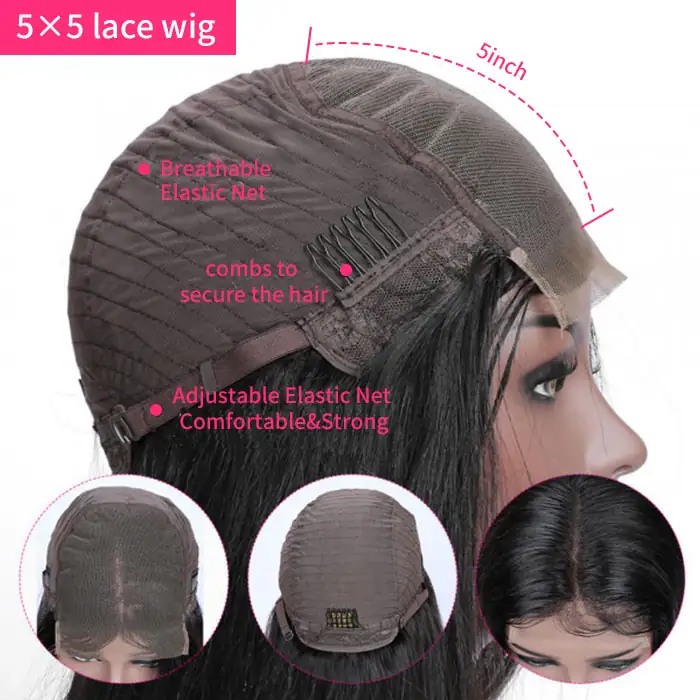 Deep Wave 5x5 Closure Human Hair Wigs AniceKiss