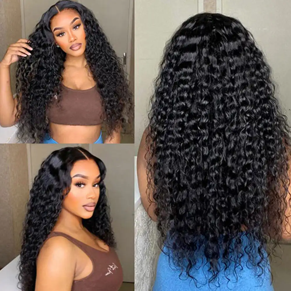 4x4 HD Lace Closure Human Hair Wigs curly wave wigs